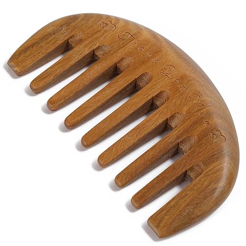 Miniatura 10 de Moreinday Peine de dientes anchos Peine de madera Peine del cuero cabelludo Peine desenredante Peine para el pelo para mujeres y hombres Peine de