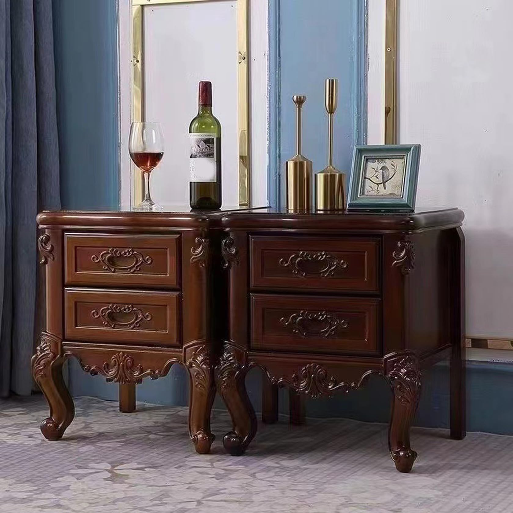 Amazon｜[dhiuebc] マホガニー マリー ナイトテーブル ベッド