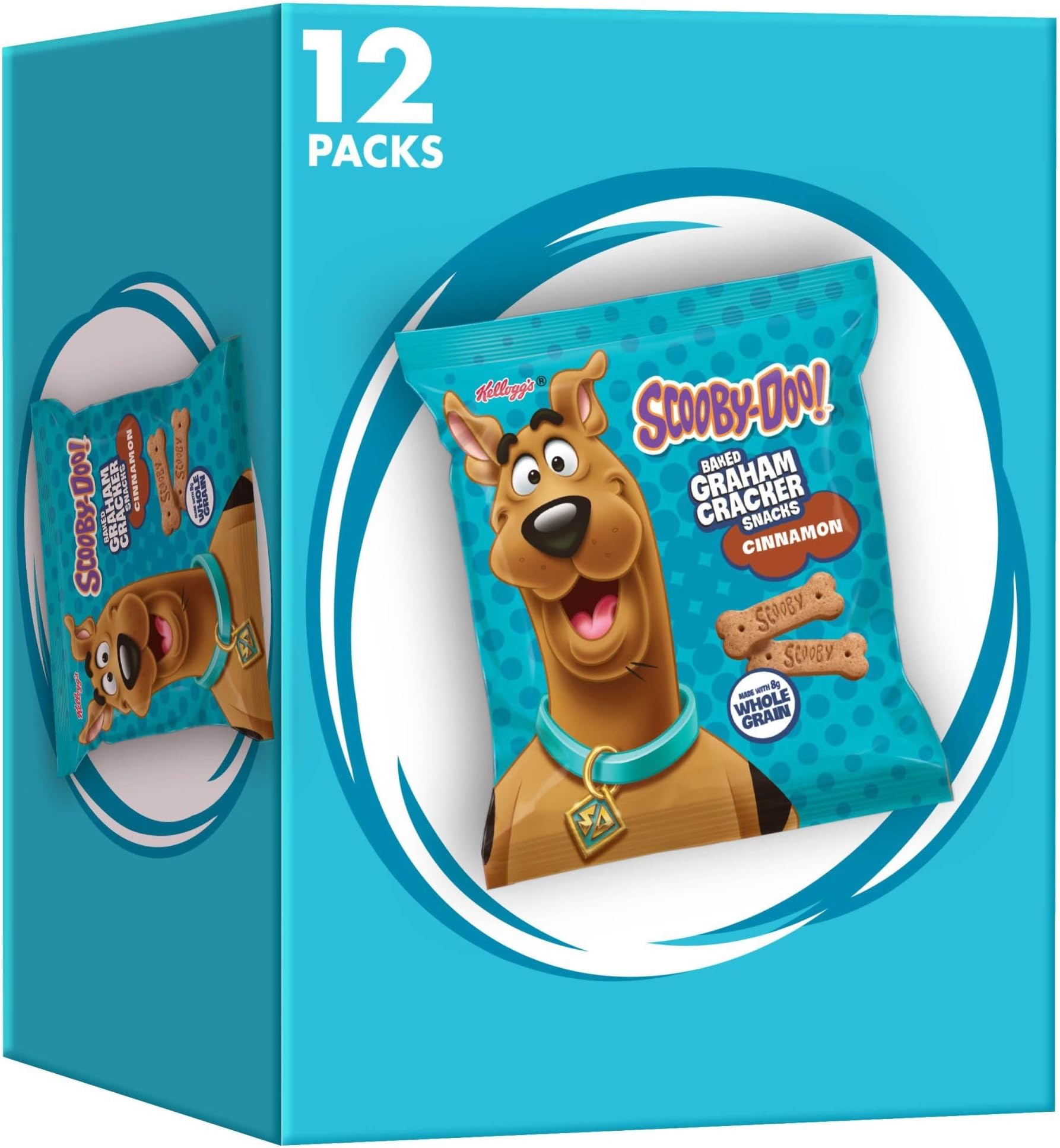 Kellogg's SCOOBY-DOO! Baked Graham Cracker Sticks, Lunch Snacks, Snack Crackers, Cinnamon, 12oz Box (12 Pouches)