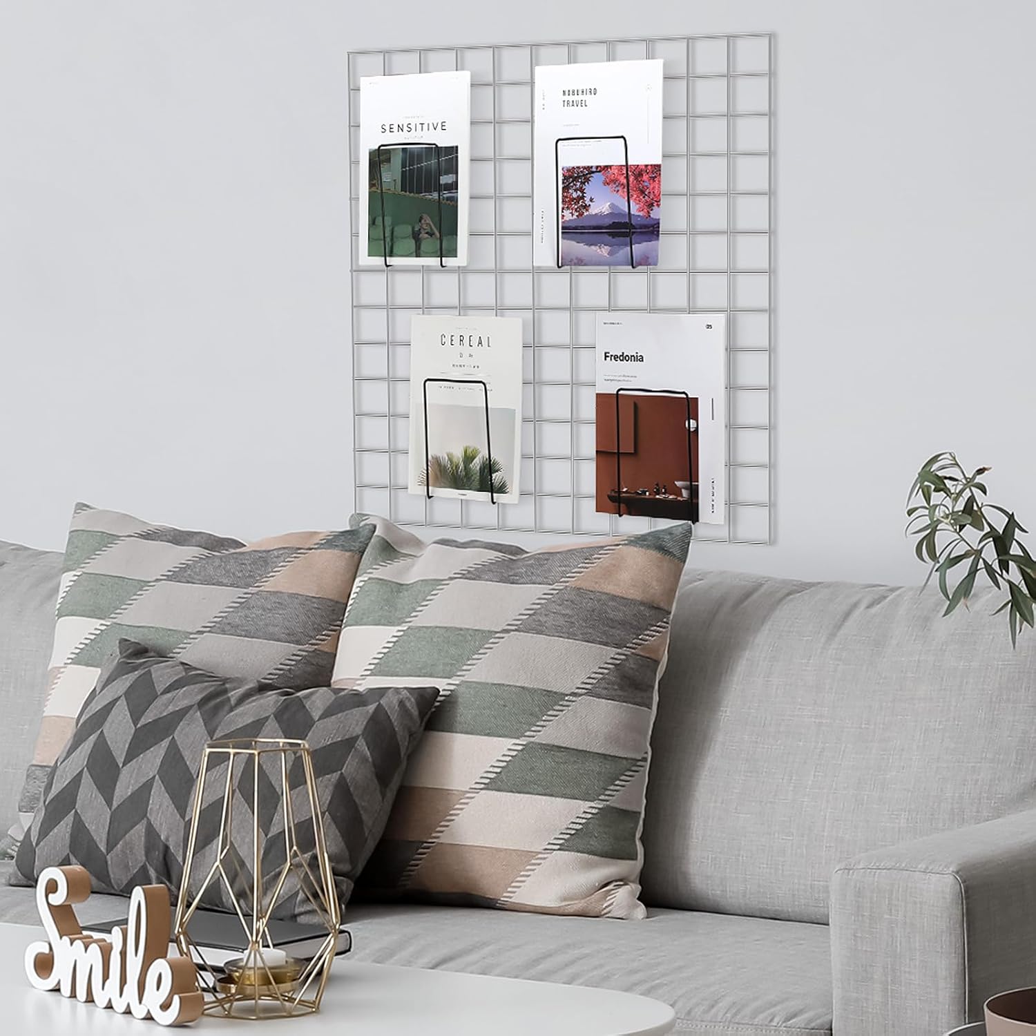 MorningRo 8 Pack Wall Grid Panel Accessories Gridwall Shelf Metal Wire Magazine Holder Literature Display Book Mail Card File Organizer Bookshelf Hooks for Exhibition Trade Show Office Retail (Black)