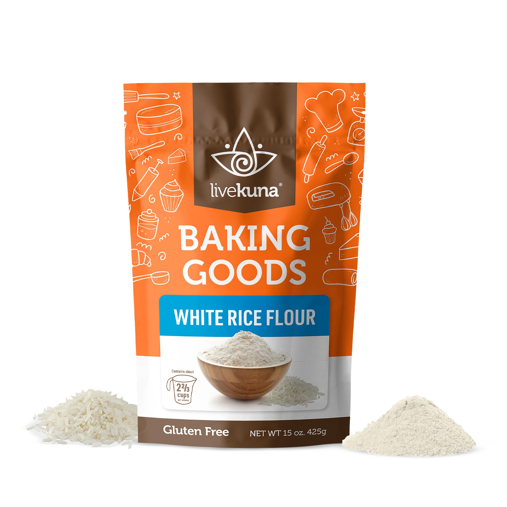 LiveKuna - White Rice Flour, Superfine White Rice Flour, Alternative for Brown Rice Flour, Thai Rice Flour, and Sweet Rice Flour