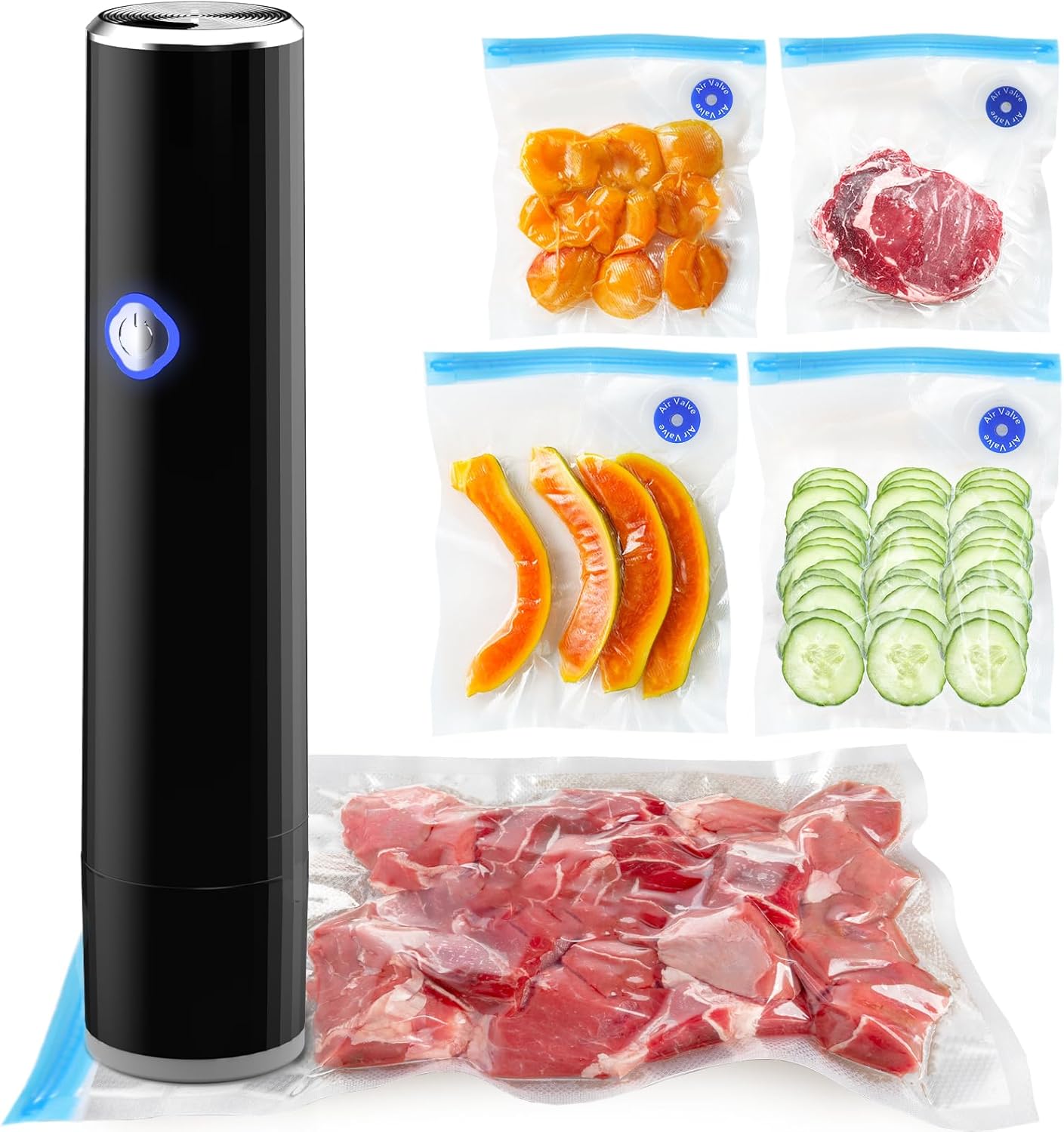 Vacuum Sealer for Food – Cordless Handheld Food Vacuum Saver with 10 Sealer Bags, Vacuum Sealer Machine for Food Preservation & Fresh (Black) Vacuum Sealer for Food – Cordless Handheld Food Vacuum Saver with 10 Sealer Bags, Vacuum Sealer Machine for Food Preservation & Fresh (Black)