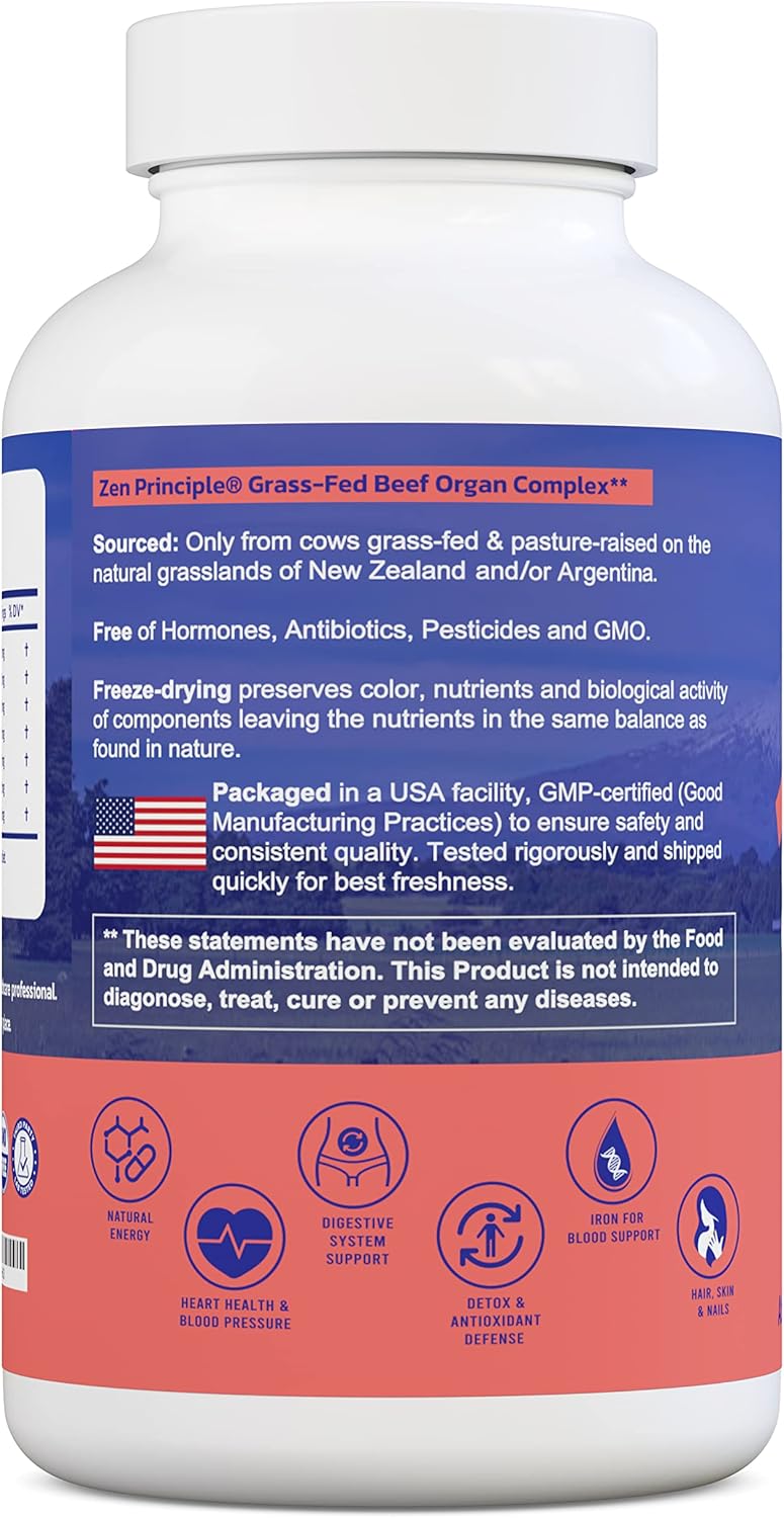 Grass Fed Beef Organs - Desiccated Liver, Heart, Kidney, Pancreas, Spleen, Intestine, Tripe/Stomach. Beef Organ Supplements : Health & Household