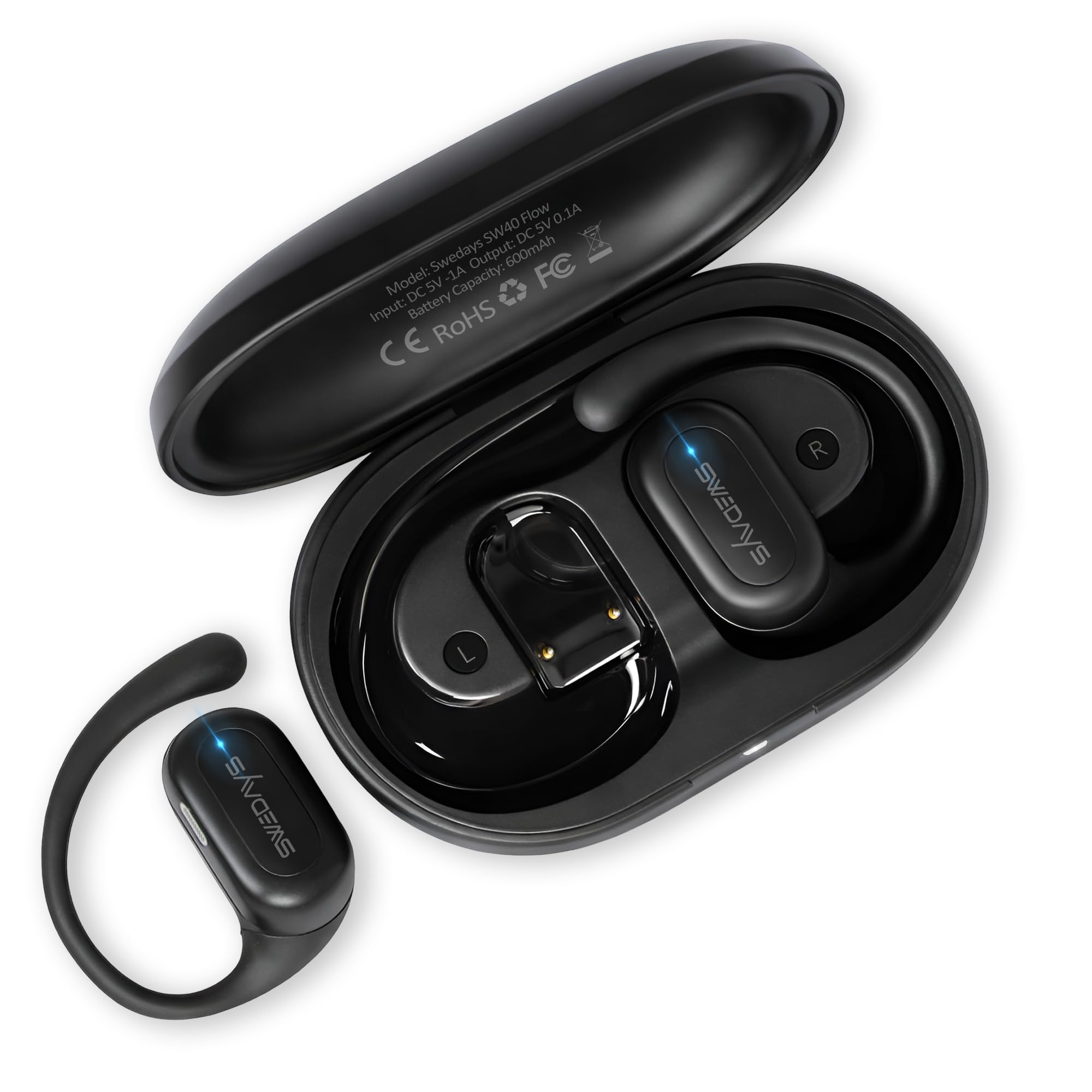 Open-Ear Kopfhörer mit Ohrbügel, Kabellose Bluetooth Kopfhörer Sport mit ENC Noise Cancelling Mic, 40h Akku, IPX5 Wasserfest für Radfahren, Wandern, Laufen & Fitness