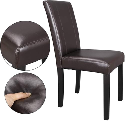 Miniatura 5 de ZENY Juego de 2 sillas de comedor, sillas de piel sintética, sillas de comedor modernas, sillas laterales sin brazos con patas de madera maciza para