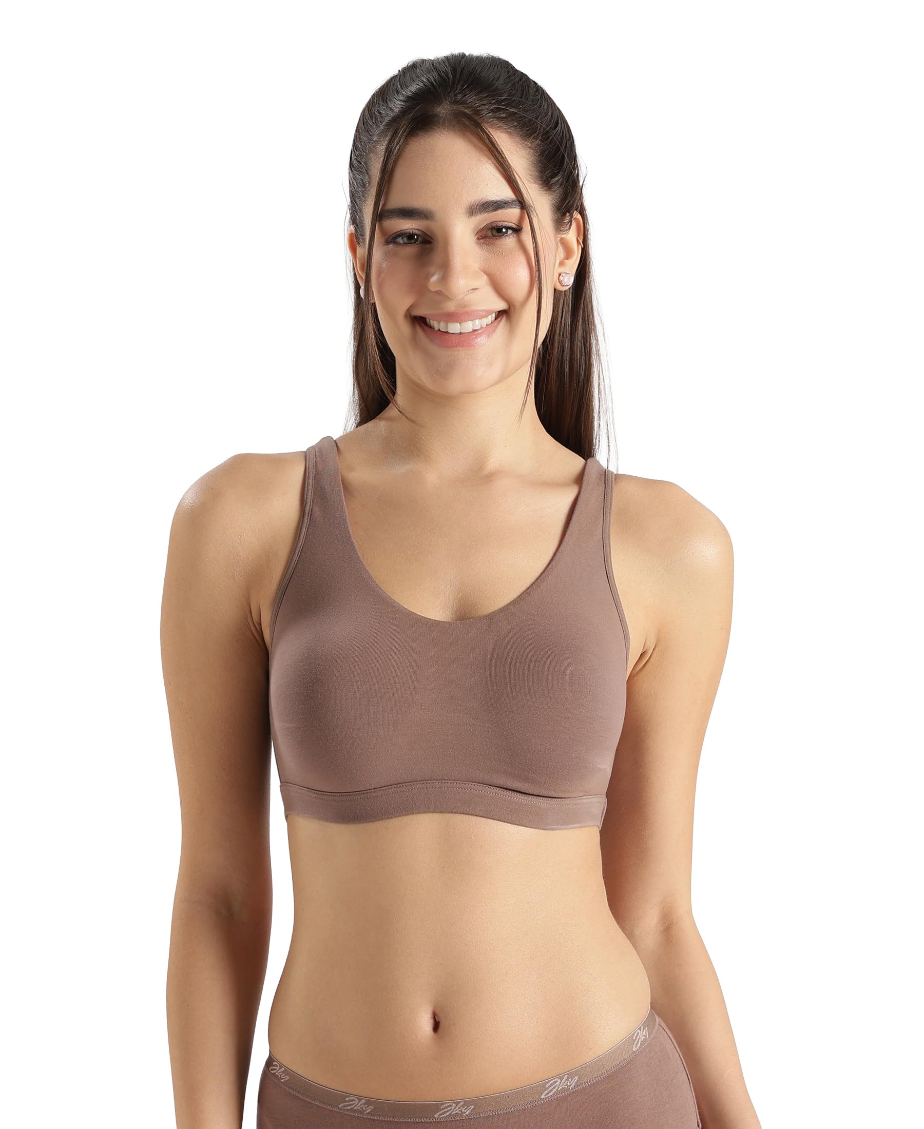 jockey 1550 Women's Super Combed Cotton Elastane Stretch Slip On Crop Top with Stay Fresh Treatment Bra-picture-11