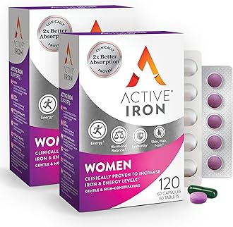 Active Iron Supplement 25mg + Multivitamin for Women – Clinically Proven to Increase Energy & Reduce Tiredness – Gentle, Non-Constipating Iron + Women’s Multivitamin – 60 Capsules + 60 Tablets