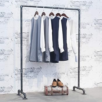 Amazon Com Industrial Pipe Retail Clothing Rack 59in Vintage Standing Rolling Clothes Rack Portable Black Garment Rack Display Rack Commercial Heavy Duty Clothes Racks For Hanging Clothes Home Improvement