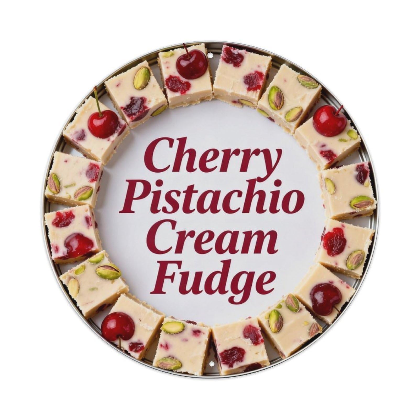 Cherry Pistachio Cream Fudge Metal Tin Sign Plaque