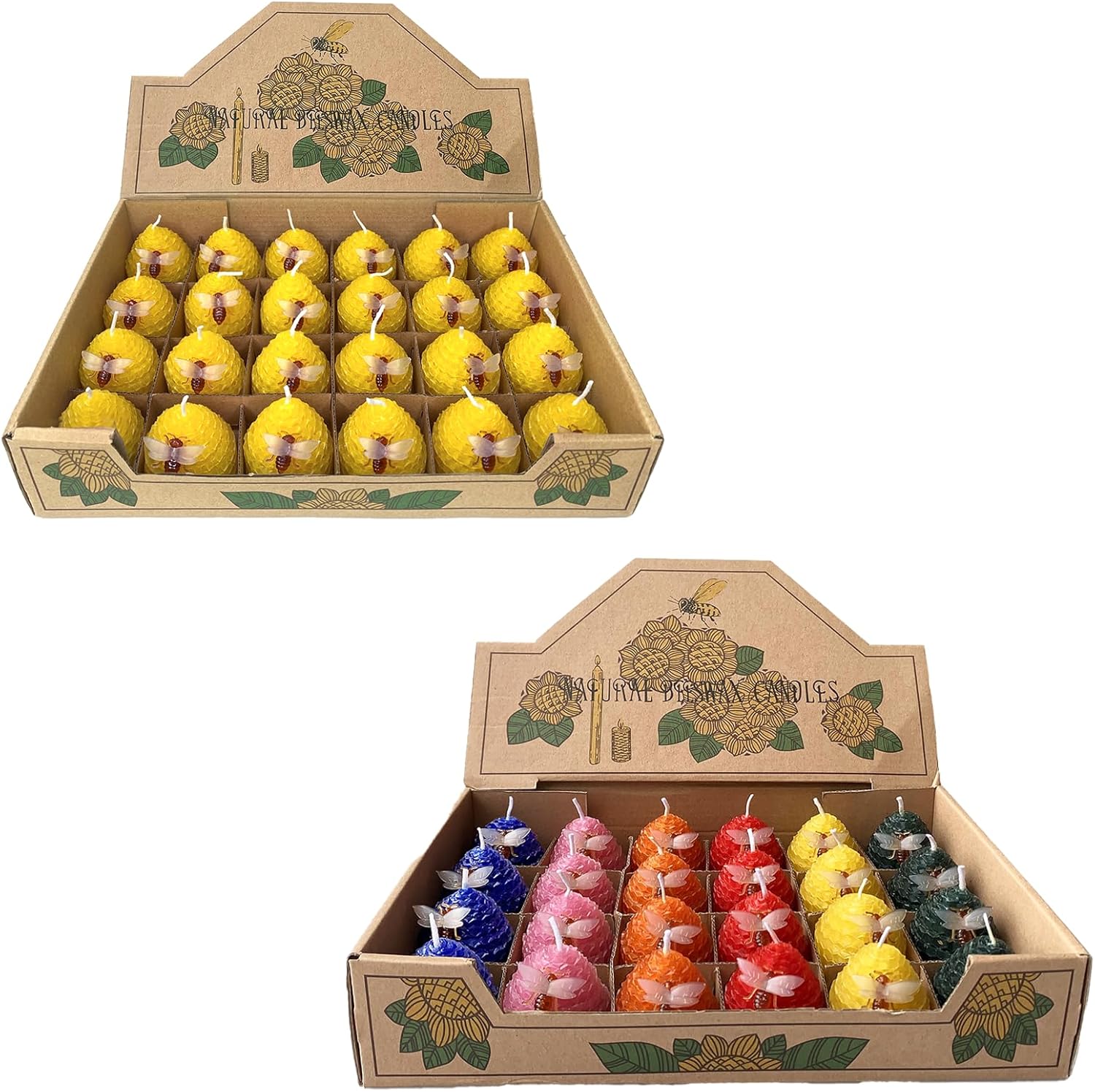Bee Themed Beeswax Votive Candles Bulk Set