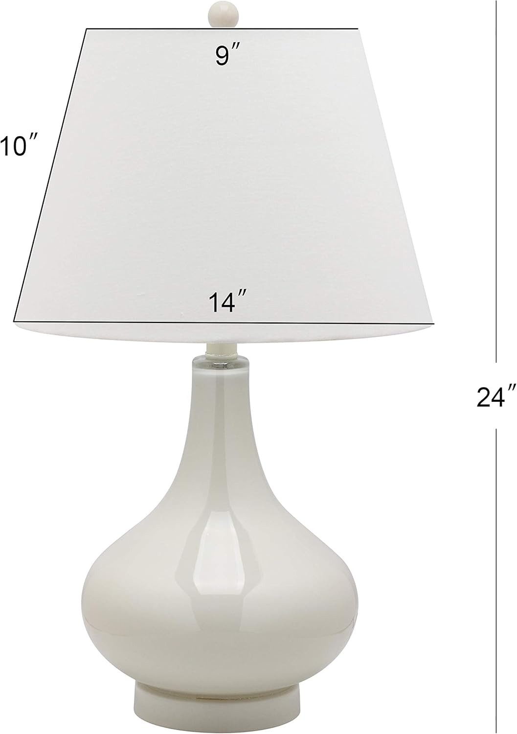 SAFAVIEH Lighting Collection Amy Modern Contemporary Pearl Grey Gourd Glass 24-inch Bedroom Living Room Home Office Desk Nightstand Table Lamp Set of 2 (LED Bulbs Included)