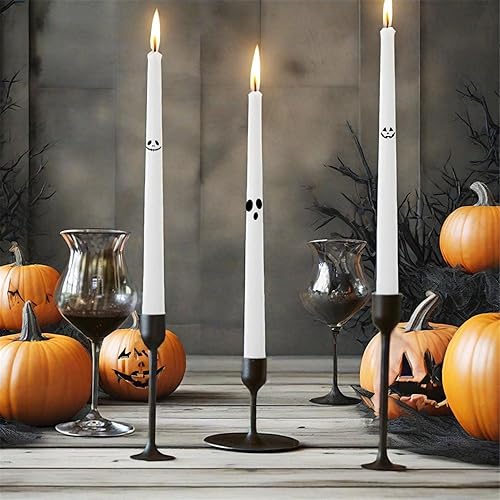 Miniatura 2 de Velas cónicas de Halloween con palitos de vela blanca - Gedengni velas de fantasma de 10 pulgadas de largo, velas cónicas nevadas, velas altas de la