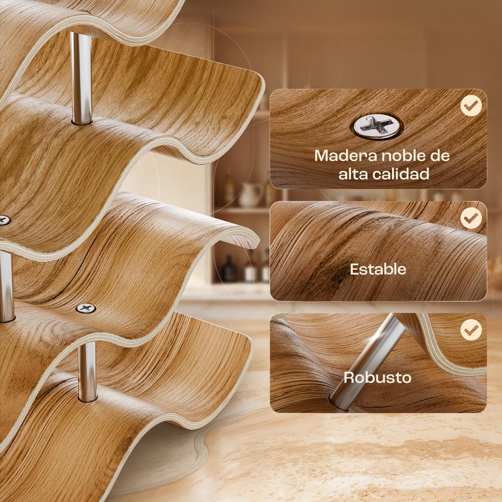 Dreiklang - be smart Botellero de Madera para 14 Botellas | Estable y autoportante, diseño Moderno y Decorativo | Compacto y Ahorra Espacio, pequeño y Estrecho, 4 Niveles (43 × 37 × 15,7 cm) — view 3