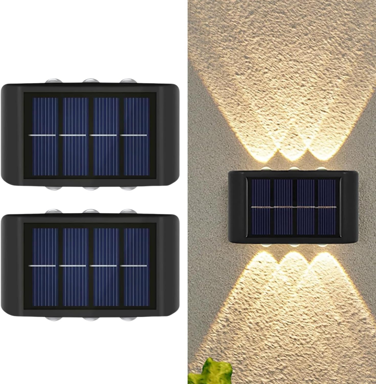 EZONEDEAL 2 Pcs Photo voltaic Wall Lights, LED with Lights Reflector, Up and Down Photo voltaic Lamps, IP65 Waterproof Photo voltaic Powered Wall Lights for Backyard Patio Yard Deck Pendant Lights