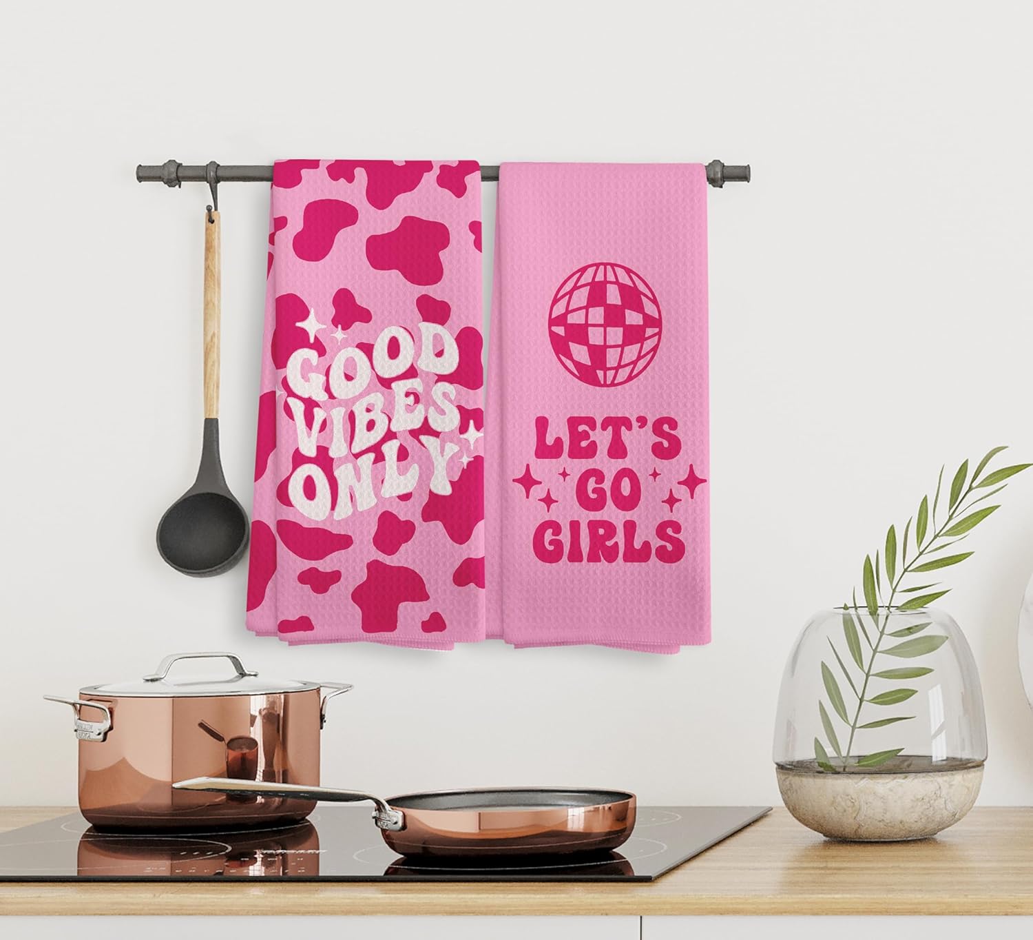 Let's Go Girls Hot Pink Preppy Disco Ball Bath Towels Sets of 2,Preppy Absorbent Drying Cloth Hand Towels Tea Towels for Bachelorette Party Dorm Girls Bathroom Decor,Teen Girls Gifts,16×24 inches - Image 5