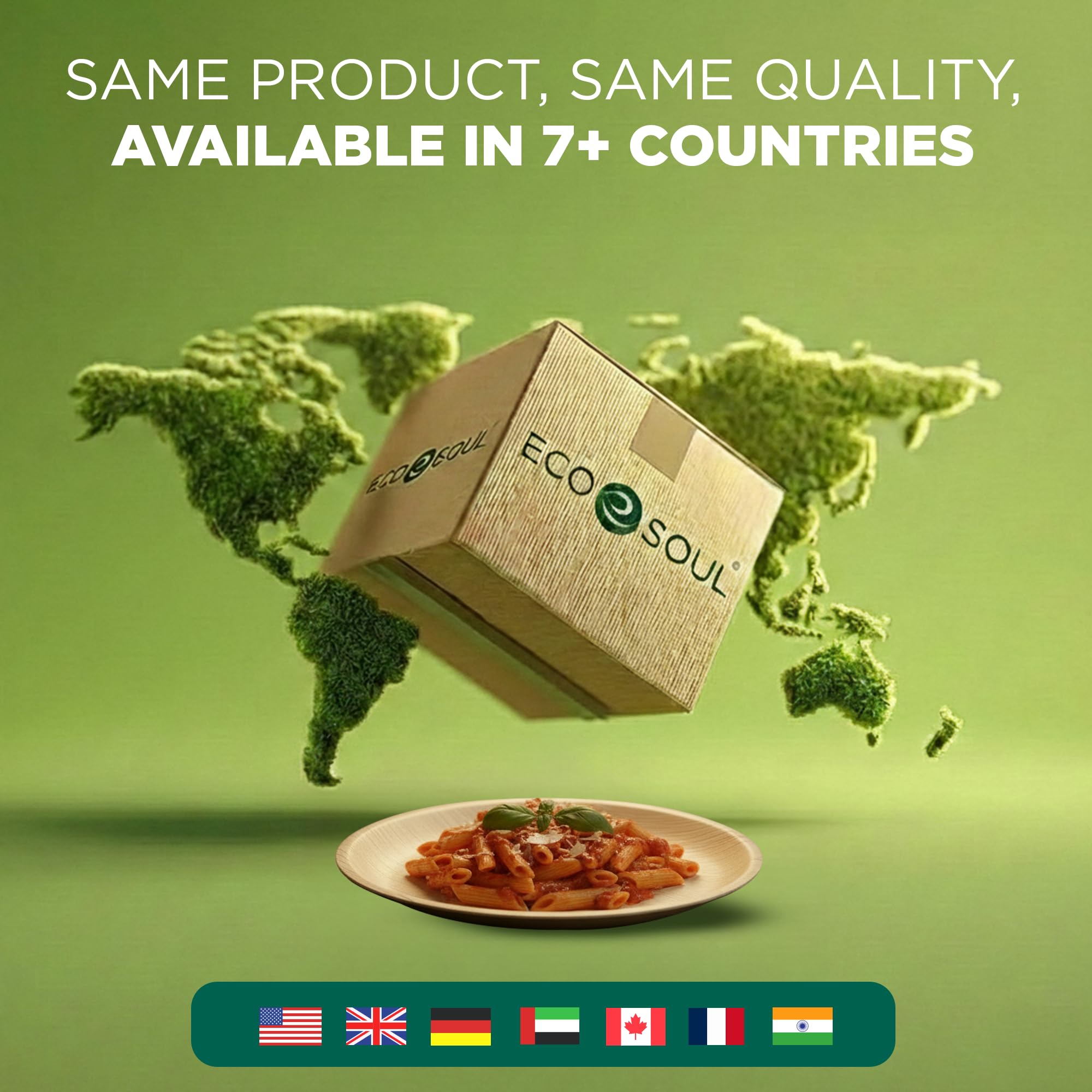 ECO SOUL 100% kompostowalna okrągła płytka z liści palmowych, 200 szt., biodegradowalne i jednorazowe talerze, przyjazne dla środowiska i wytrzymałe, jak drewniane talerze, talerze piknikowe i