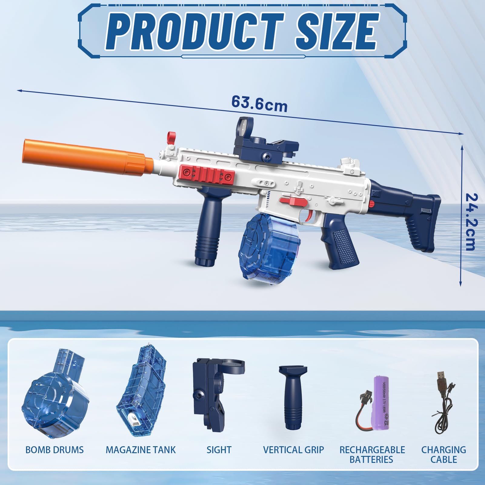 Pistolet à Eau Électrique 500 Ml - Portée 6 M, LED, Rechargeable 1200 MAh | Pour Enfants +14 Ans Et Adultes - 9