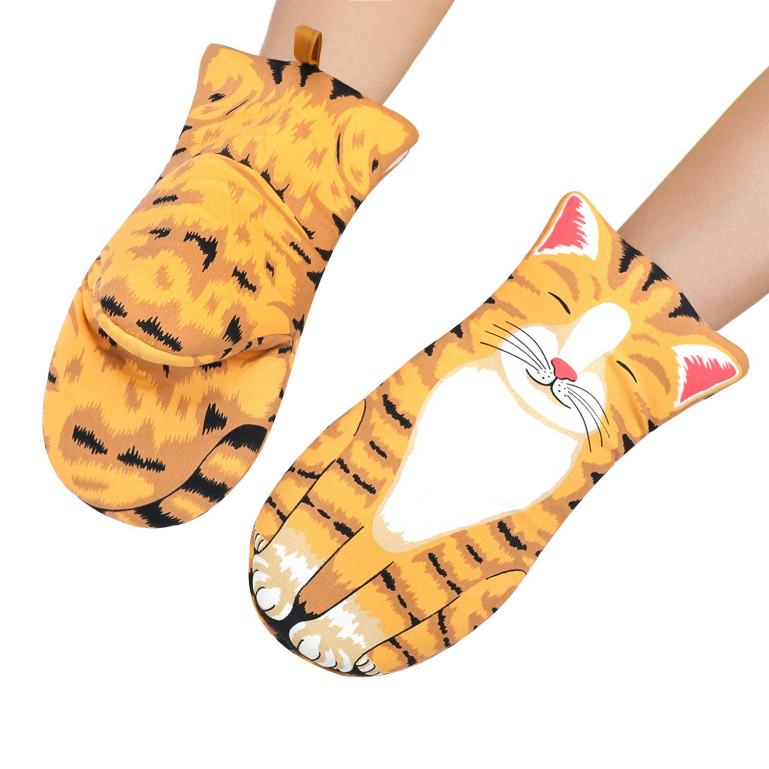 Oven Mitts Kitten Cat Paw Design Heat Resistant Oven Gloves Thick Cotton Lining Cooking Baking Potholder Gloves Microwave Gloves BBQ Grilling Kitchen Tool Home Decor - Image 3