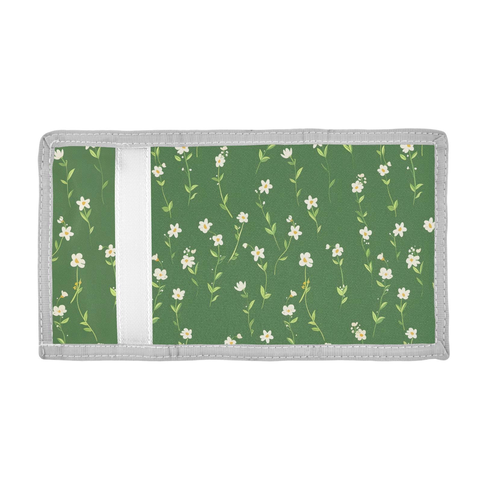 ALAZA Kids Wallets for Boys Girls Toddler Trifold Wallet Children Small Green White Flowers Small with Zipper Coin Pocket