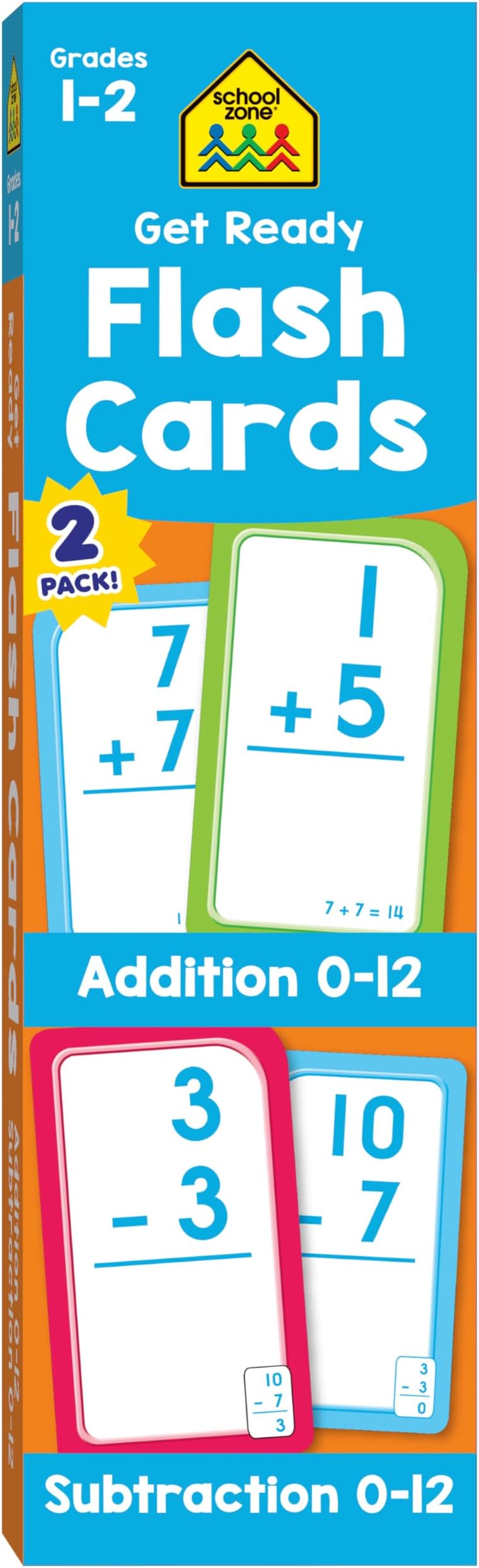 School Zone Get Ready Flash Cards Addition & Subtraction 2-Pack: 112 Math Cards, 1st & 2nd Grade, Addition 0–12, Subtraction 0–12, Early Math, Speed & Retention, Ages 6–8
