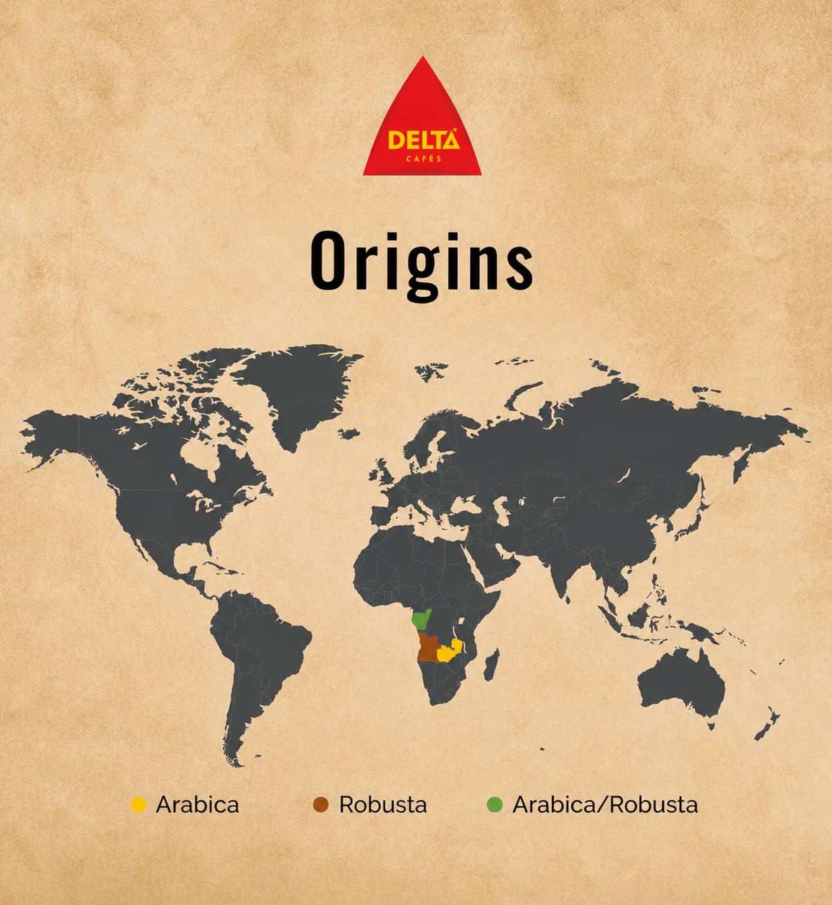 Delta Cafés - Café en Grano Angola - 2 Paquetes de 1 Kg - Intensidad 13 - Mezcla de Granos de Arábica y Robusta Notas Dulces: Caramelo, Azúcar Quemado y Vainilla