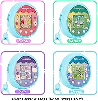 Vista 3 de MGZNMTY Funda de silicona compatible con la máquina virtual Tamagotchi Pix para mascotas con correa de mano (azul)