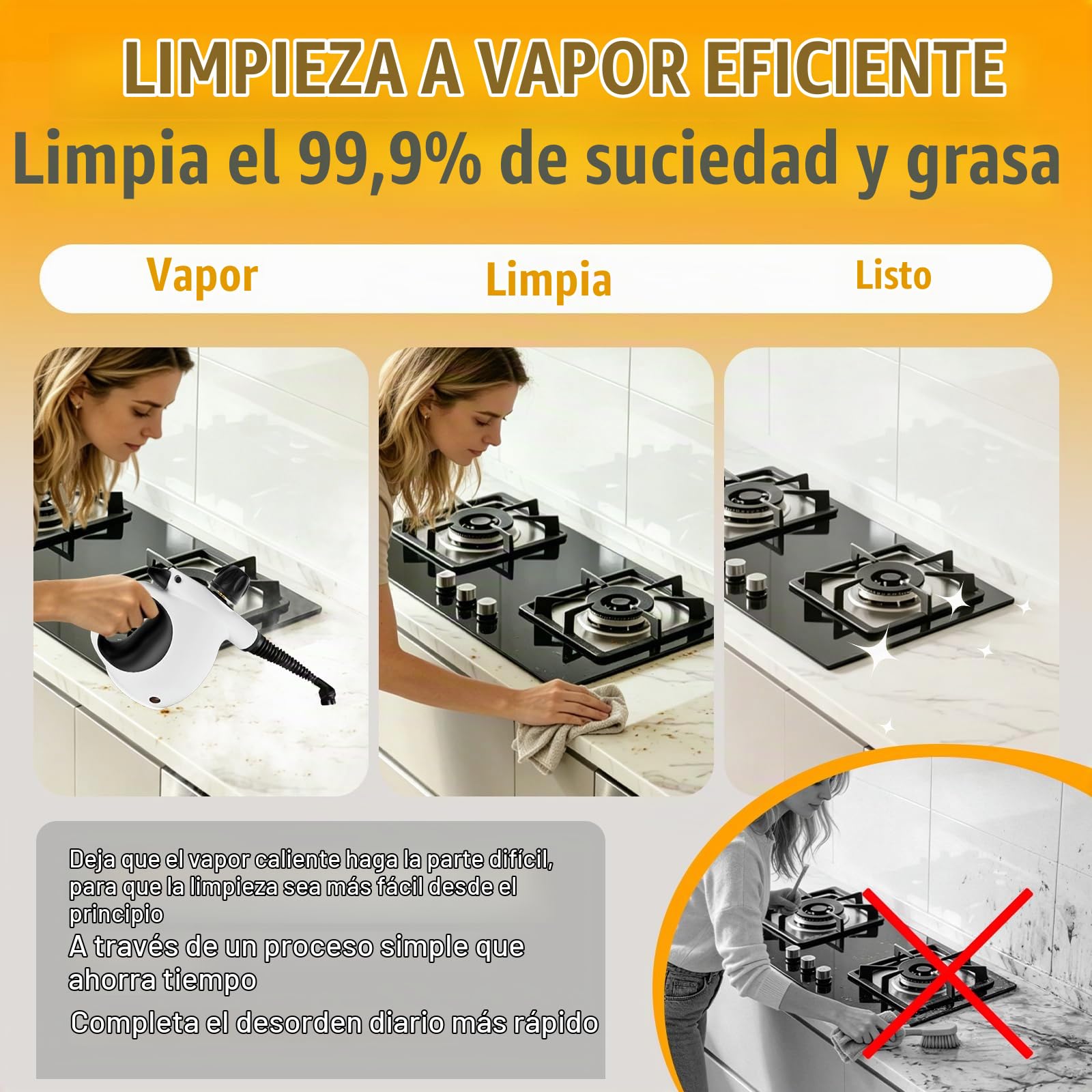 Limpiador de Vapor,1200W Vaporeta de Mano Portátil,Con 12 accesorios y cierre de Seguridad,350ML Depósito Para Limpiar Cocina, Baño, Juntas, Ventanas y Grasa Vaporeta Limpieza Hogar Multifuncional