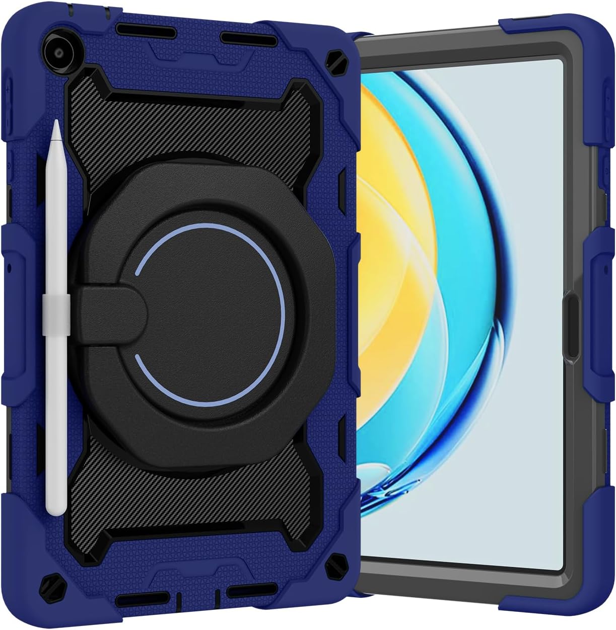 Tablet Silicone Case for Huawei MatePad SE 10.4",Shockproof Case with Pencil Holder,Shoulder Strap,Rotating Large Ring Hanging Kickstand for Kids