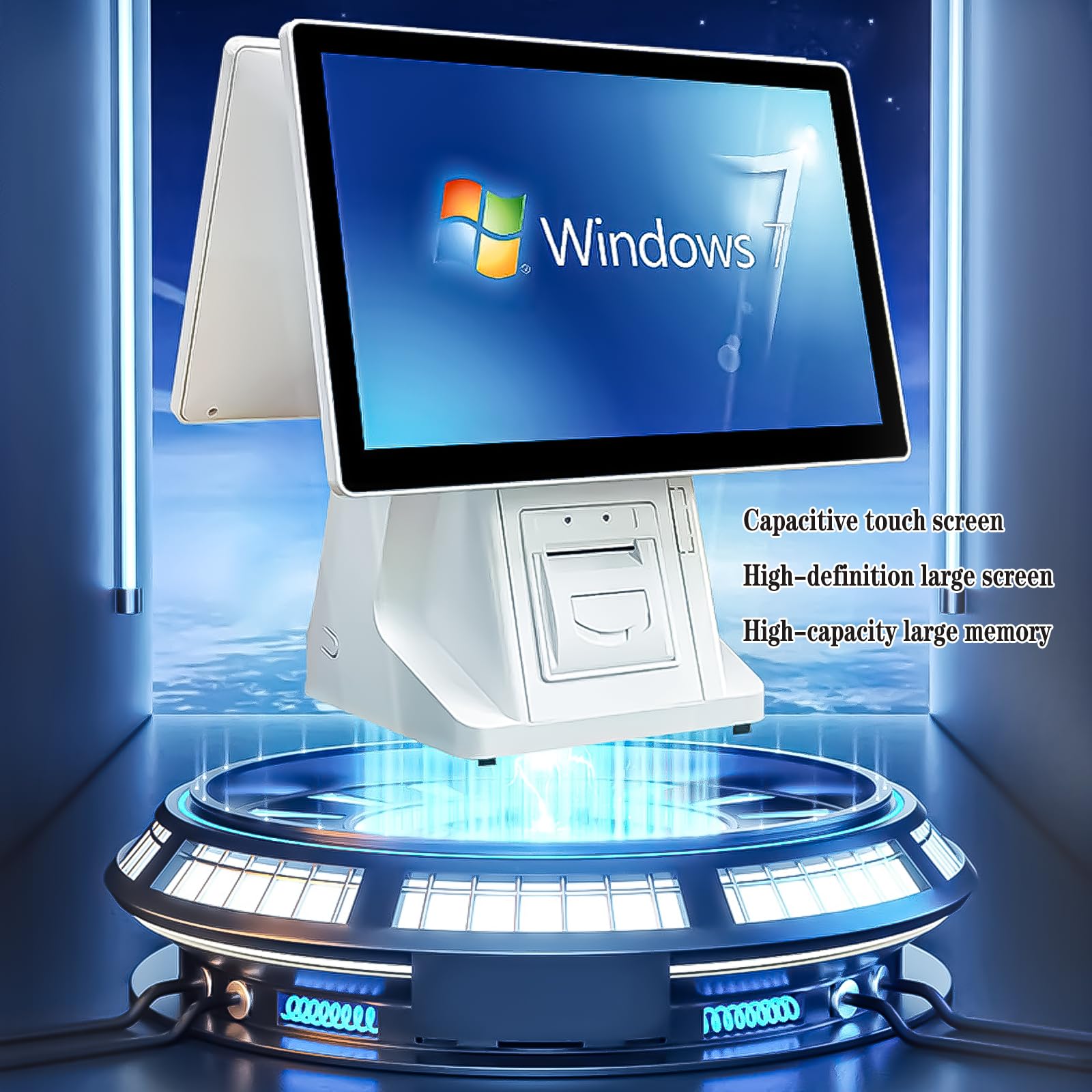 Sistema POS para Restaurante con Pantalla Táctil de 15,6 Pulgadas - Caja Registradora Todo en Uno para Pequeñas Empresas, 8GB de RAM 128GB SSD, Terminal de Pago para Tiendas con Impreso Single screen