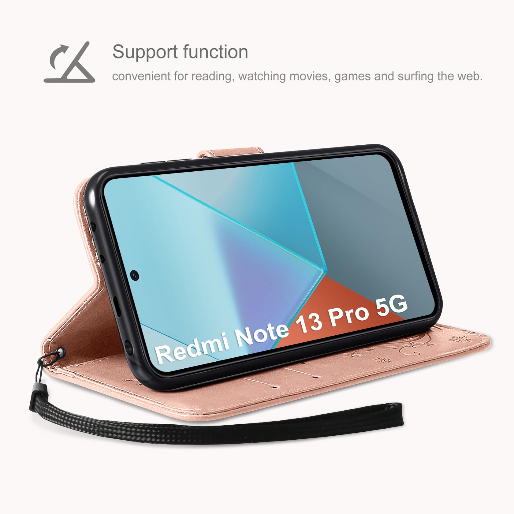AROYI Cover A Portafoglio In Pelle PU Con Magnetica Per Xiaomi 13T/13T PRO - Rosso, Include Vetro Temperato E Penna - 3