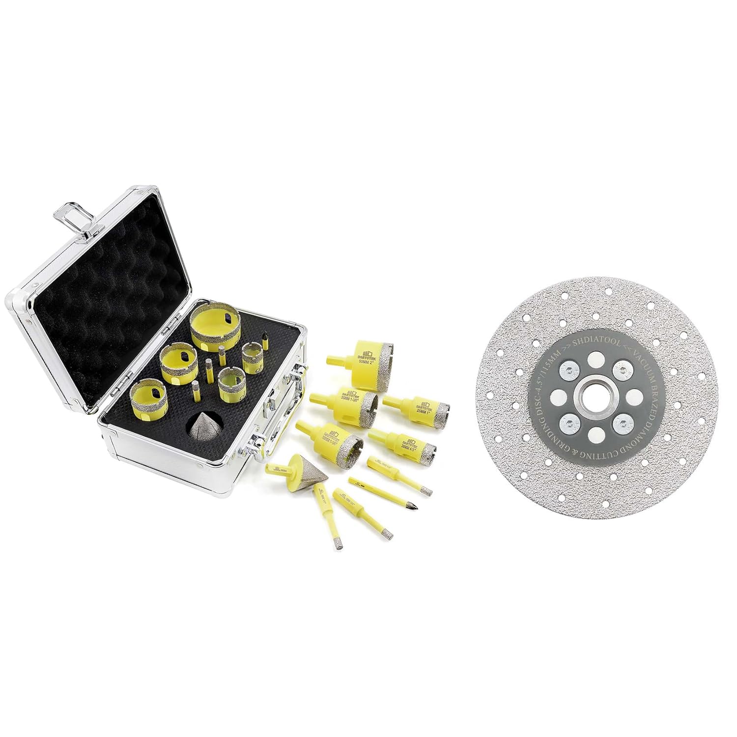 Diamond Core Drill Bits Set 10PCS - DARTOTEK Tile Hole Saw Kit (6/6/6/20/25/32/35/50mm/1 3/8"/6mm for Porcelain, Ceramic Tile, Granite, Marble, Masonry