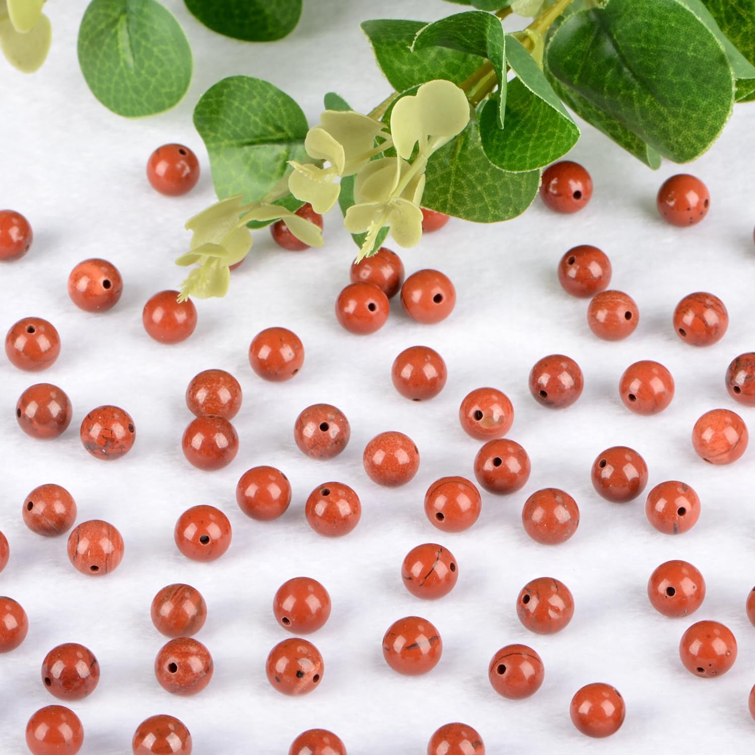 10mm 100pcs Natural Stone Beads Red Jasper Round Genuine Stone Beading Loose Gemstone Hole Size 1mm DIY Charm Smooth Beads for Bracelet Necklace Earrings (Red Jasper 10mm) - Image 2