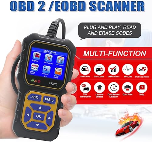 Miniatura 2 de Lector de código de escáner OBD2 para automóvil AT500, lector de código de falla del motor, escáner de luz, voltímetro automático, herramienta de