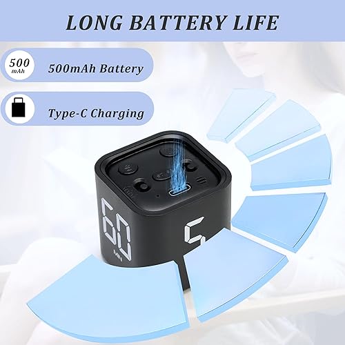 Miniatura 8 de Temporizador giratorio Pomodoro 5, 10, 30, 60 minutos preestablecido, temporizador de productividad de escritorio, cronómetro de cuenta regresiva de