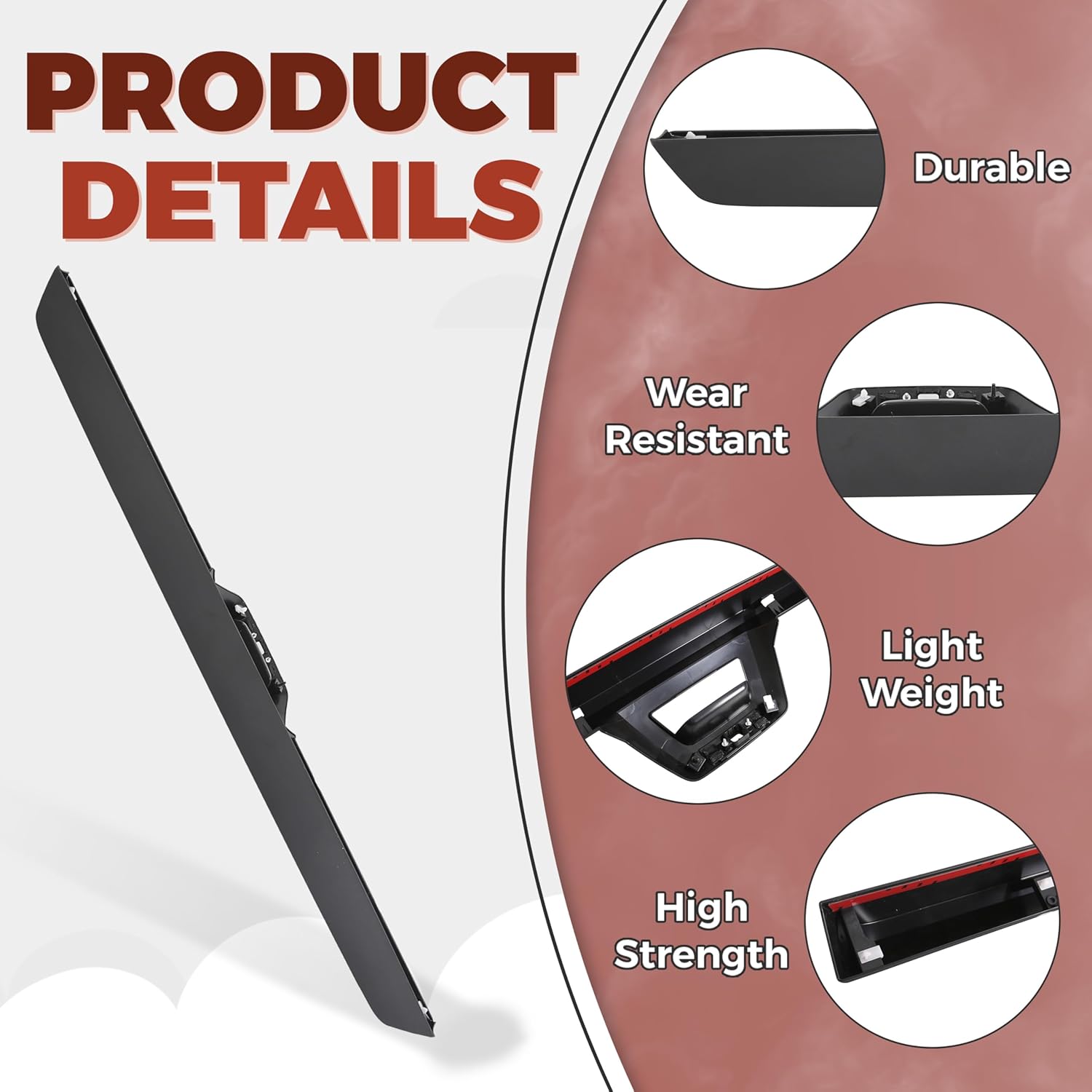 ECOTRIC Tailgate Cap Cover Top Molding Trim Spoiler Compatible with 2007-2013 Chevy Chevrolet Avalanche & Cadillac Escalade EXT W/Camera Hole