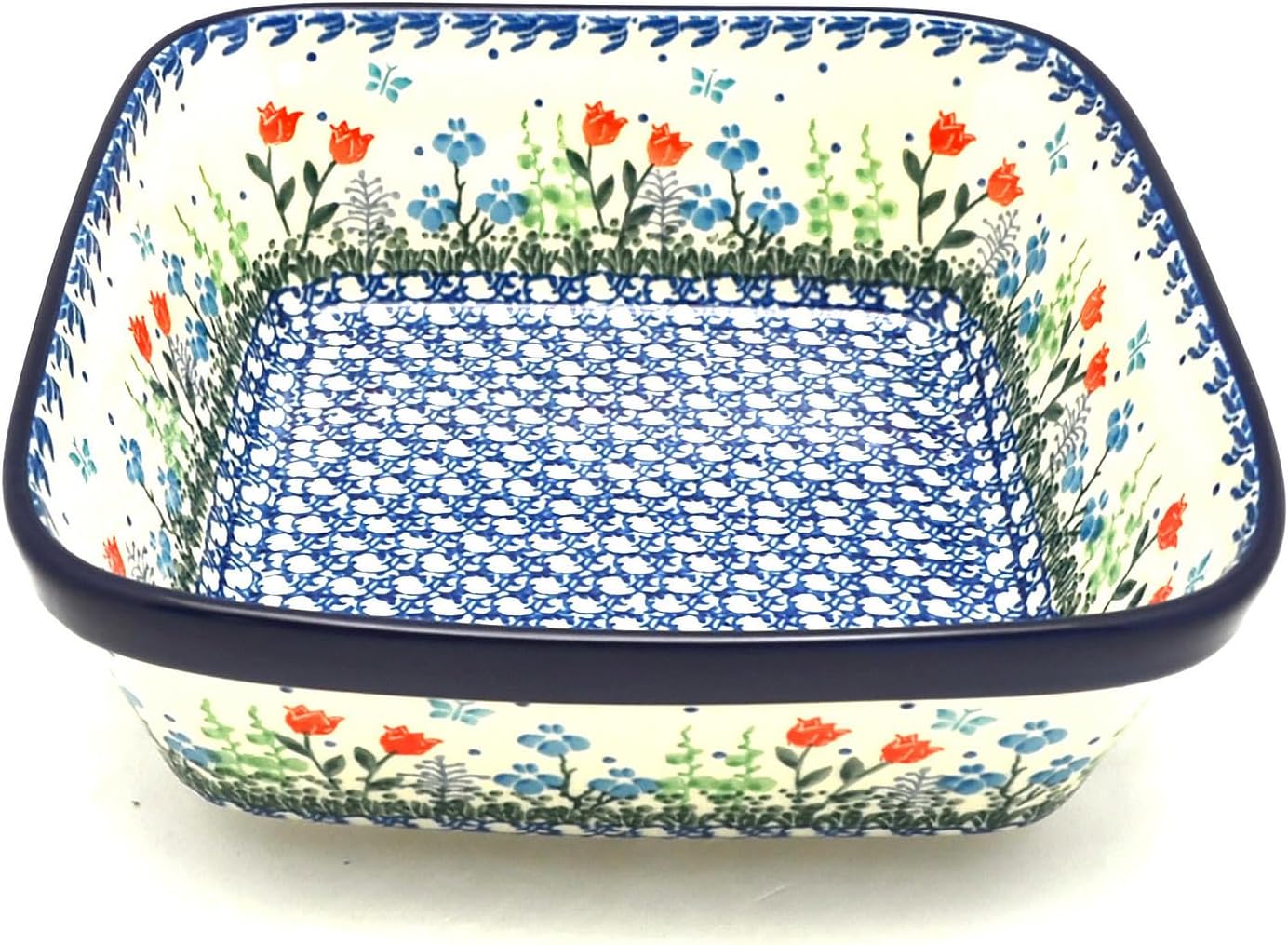 Polish Pottery Baker - Square - Crimson Bells