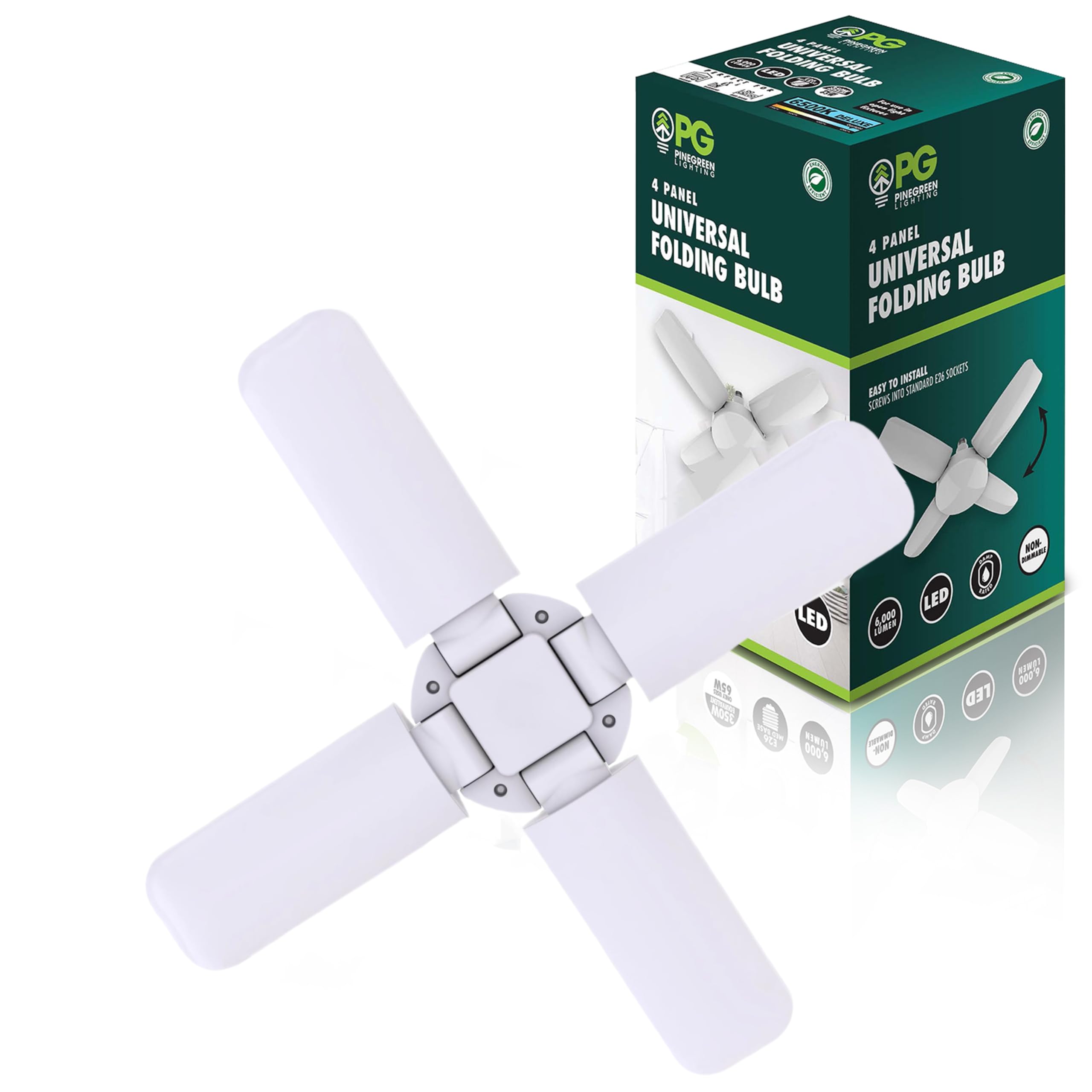 Pinegreen Lighting LED Garage Light, Energy Efficient 65W Foldable