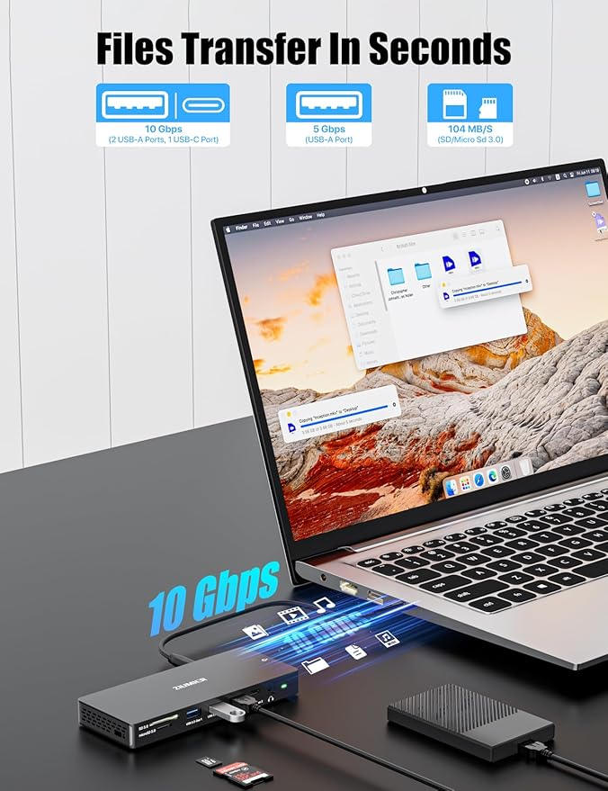 ZIUMIER USB C Docking Station Dual Monitor, 12 en 1 miniatura 6