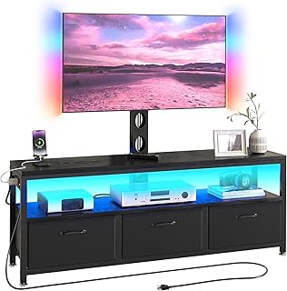JUSTOGO TV Stand with Mount and Power Outlet, TV Stand Mount with Storag...