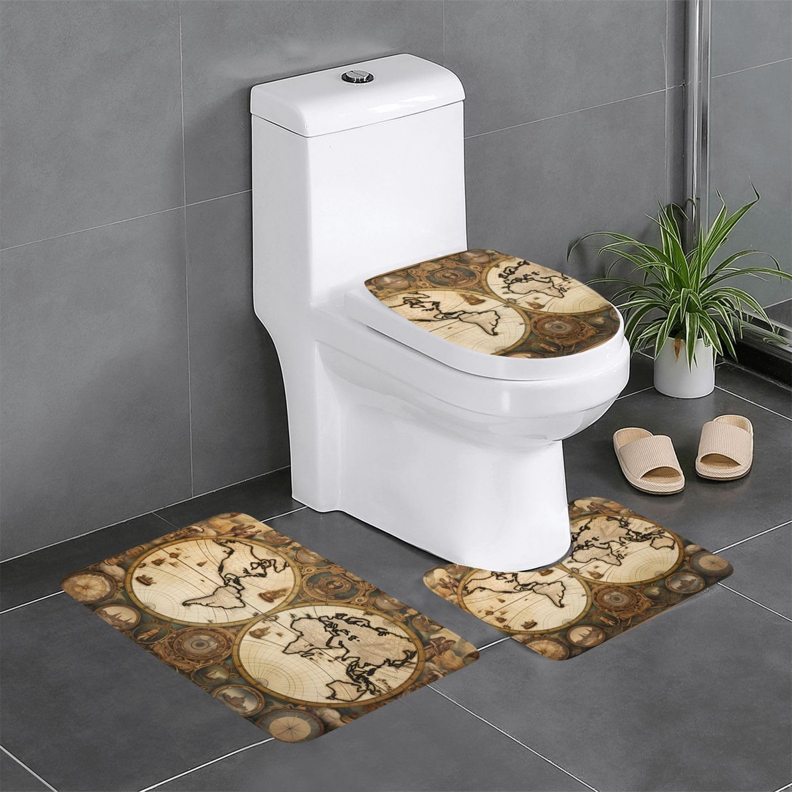Ensemble de tapis de salle de bain antidérapants vintage haut de gamme