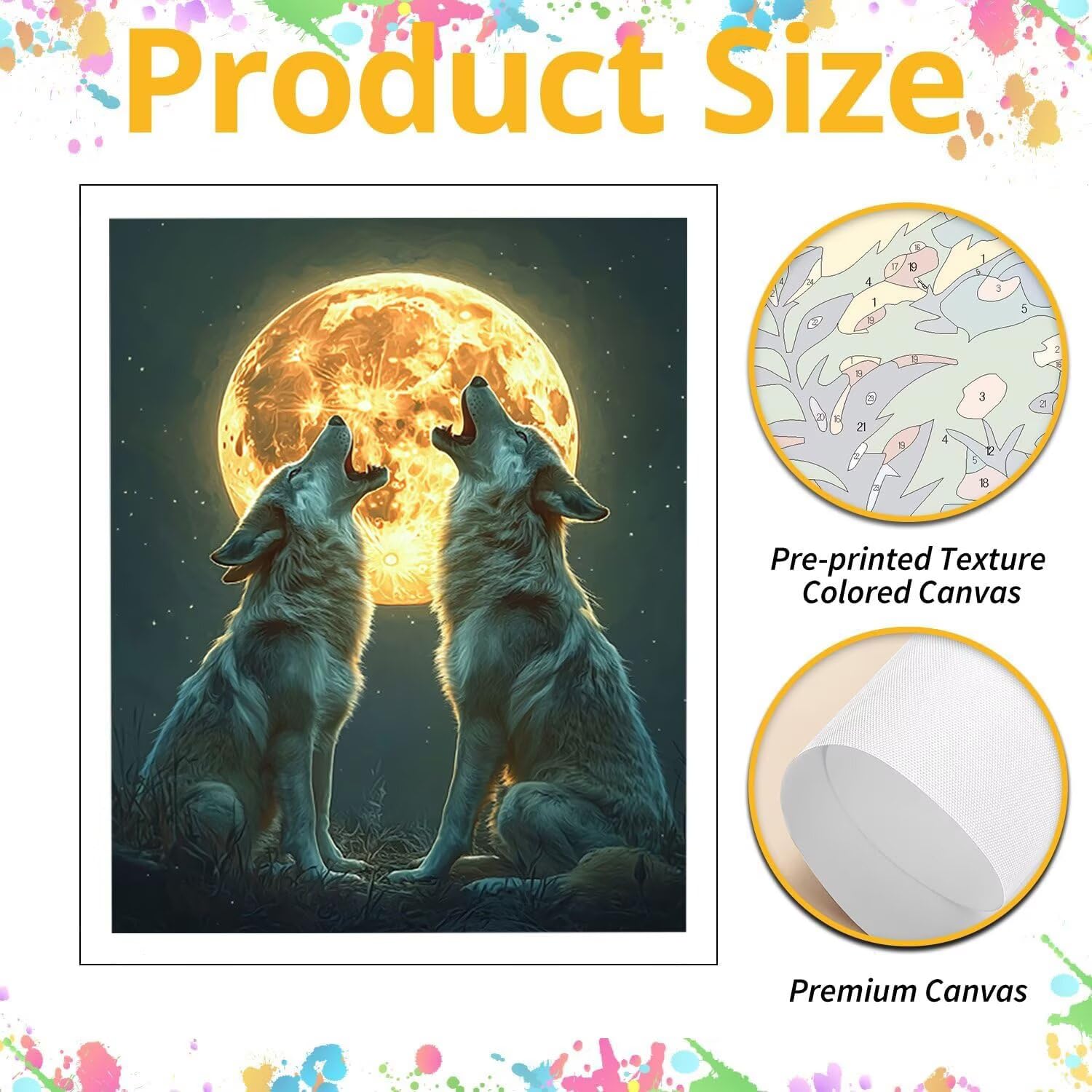 WEISHIWE Lupo lunare Dipingere con i Numeri per Adulti, 70x90cm a-1111
