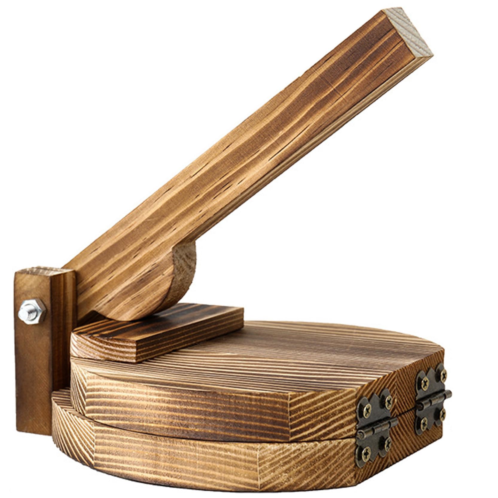 AZIDWERYQ Wooden Tortilla Press, Mexican Tortillera Presser for Wrappers & Pastry | Natural Wood Dough Press for Homemade Tortillas & Dumplings (Dark Brown)