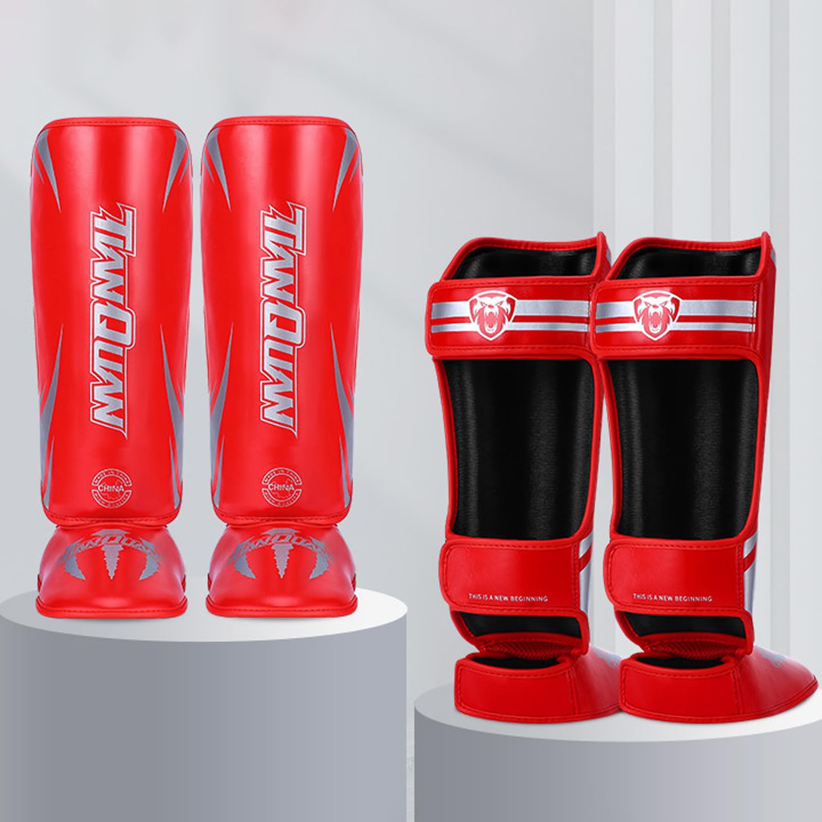 Piedi Protezione Shin Guard,Parastinchi da Boxe,Parastinchi per Arti Marziali,MMA Arti Marziali Protettivo Parastinchi,Traspiranti,per Allenamento Sparring,Arti Marziali Boxe Karatè