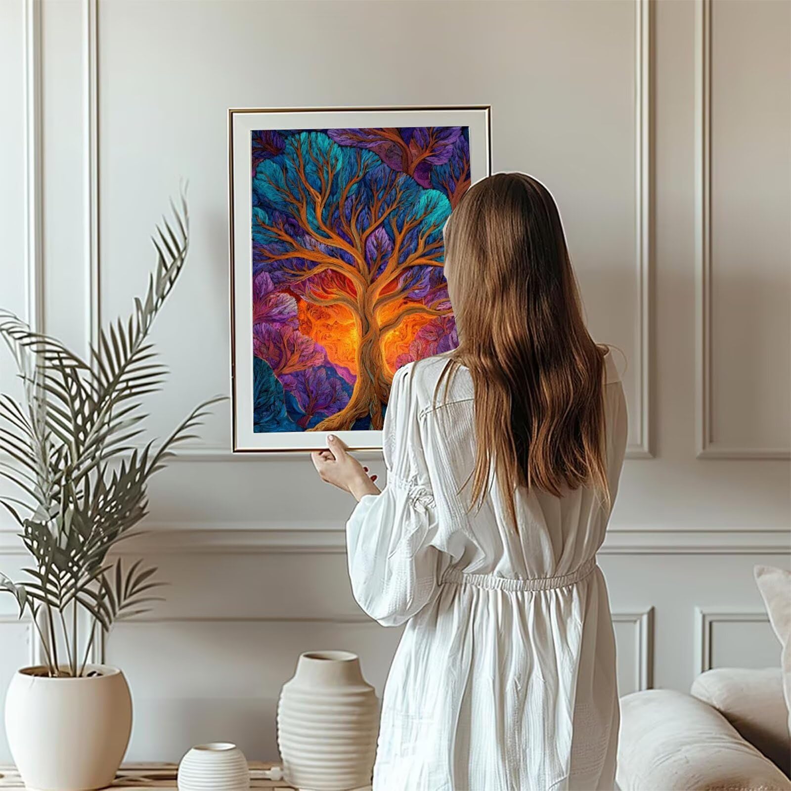 Generisch Diamond Painting Anlage 90x120cm Set für Erwachsene & Kinder, Komplettes Zubehör mit Stift, Diamant Painting Baum Des Lebens Bilder, Kreativ Bastelset, Basteln Geschenkidee. H-668