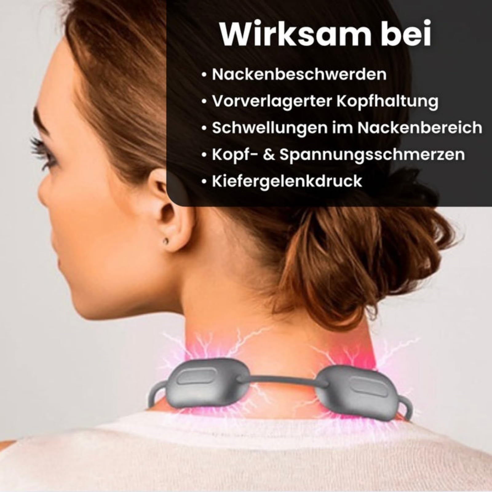 Raviso Tragbarer Nackenmassager，Intelligentes Nackenstützgerät mit konstanter Temperatur, 4 Programmen, 9 Intensitätsstufen und 3 Heizstufen – ideal für den Einsatz im Büro und auf Reisen