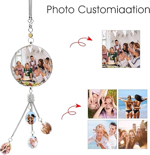 Miniatura 3 de Colgante de cristal con foto personalizada para automóvil, hogar, adornos colgantes con imagen personalizada, espejo retrovisor de coche, accesorios