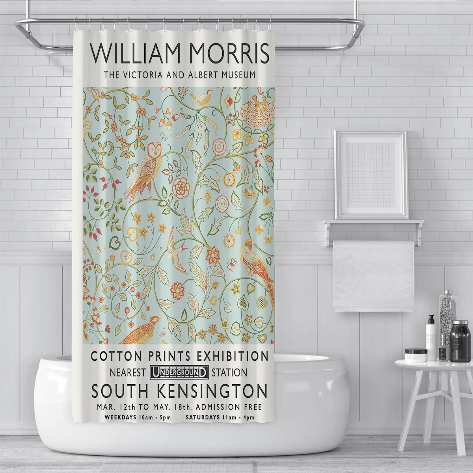 JarThenaAMCS Duschvorhang Mit Blumen- & Vogelmuster – 183 X 183 Cm, Wasserdichter Polyester, Inkl. Haken