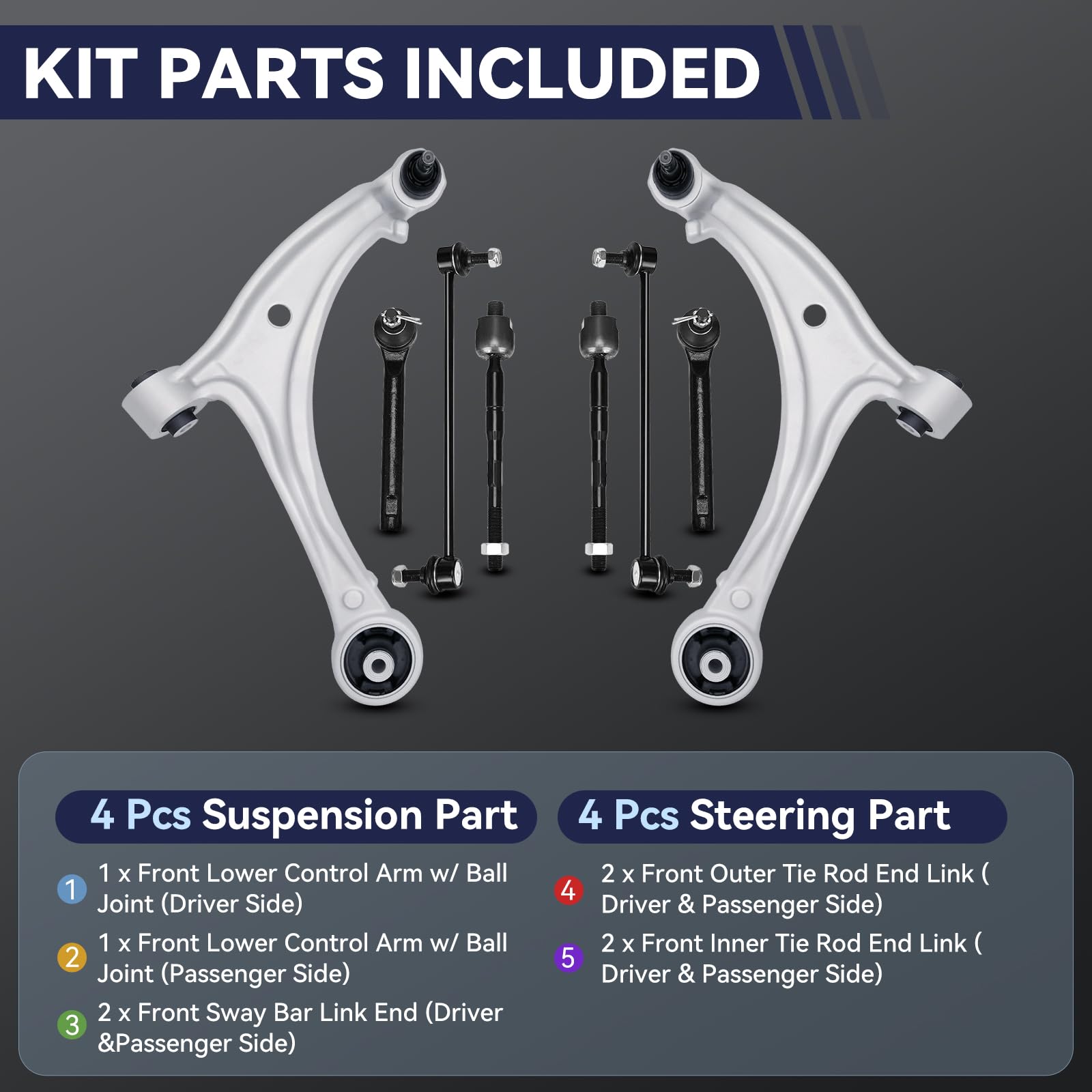 Brazo Control Izquierdo Odyssey Brazo De Control Inferior Izquierdo Delantero Para Honda Odyssey 2005-2010 - Incluye Rótula, Aluminio, Garantía 10 Años Detroit Axle D601007