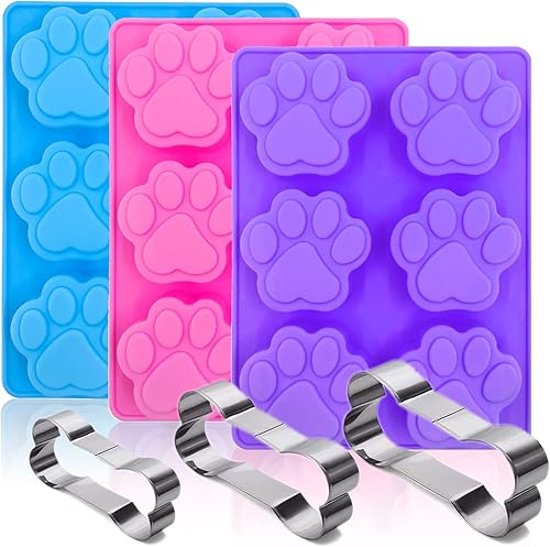 Moldes de silicona para cachorros, patas y huesos, moldes de silicona antiadherentes de grado alimenticio para chocolate, dulces, gelatina, cubitos