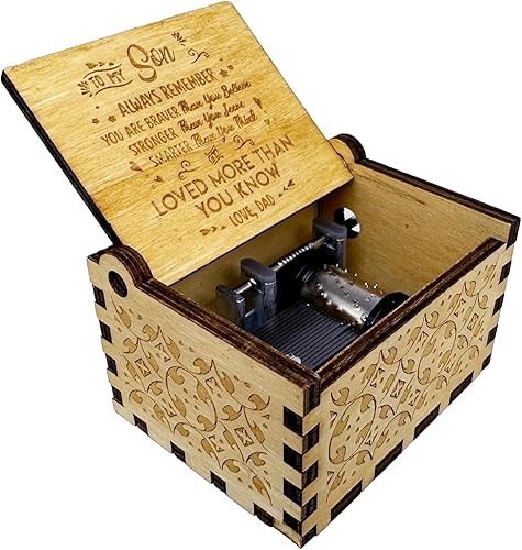 Miniatura 5 de Caja de música You are My Sunshine from Dad to Son, manivela clásica grabada, cajas musicales grabadas, regalos de recuerdo para hijo de papá para